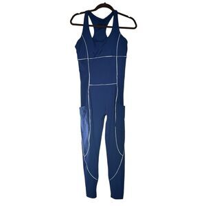 Nova Sport Navy Blue Active Jumpsuit One-Piece Bodysuit - Large - Pockets!